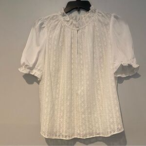 Anthropologie Current Air Button Front Mock Neck Blouse Size Large